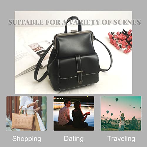 Ynport Leather Fashion Backpack Purse for Women Carry On Backpack Travel Casual Black Shoulder Bag