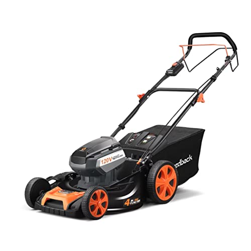 Electric Lawn Mower 120V Redback Cordless Lawnmower with Adjustable Handle 21Inch Cutting Width Lawn Care Equipment for Landscaping and Gardening 20" 120V Mower Tool Only