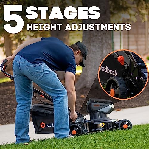 Electric Lawn Mower 120V Redback Cordless Lawnmower with Adjustable Handle 21Inch Cutting Width Lawn Care Equipment for Landscaping and Gardening 20" 120V Mower Tool Only