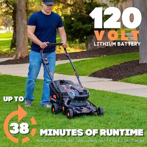 Electric Lawn Mower 120V Redback Cordless Lawnmower with Adjustable Handle 21Inch Cutting Width Lawn Care Equipment for Landscaping and Gardening 20" 120V Mower Tool Only