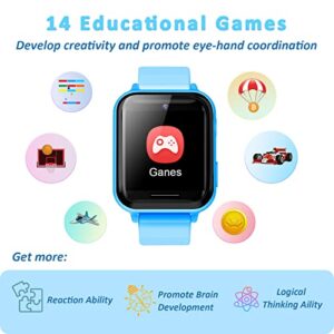 PTHTECHUS Kids Smart Watch Toys - Boys and Girls Smart Watch with Game Music MP3 Player Video HD Selfie Camera Calculator Alarm Clock Flashlight Recording 12/24 Hour Pedometer for 4-14 Years Old Gift