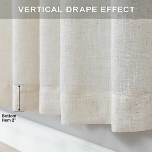 Natural Linen Curtains 108 Inches Long for Living Room 2 Panels Set Back Tab Loop Pocket Draperies Neutral Earth Tone Soft Cotton Textured Semi Sheer Linen Curtains for Large Window Vertical 9 FT Tall