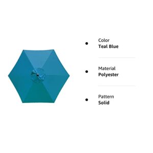 Sunnyglade 7.5Ft 6 Ribs Umbrella Canopy Replacement Patio Top Cover For Market Umbrella (Teal Blue)