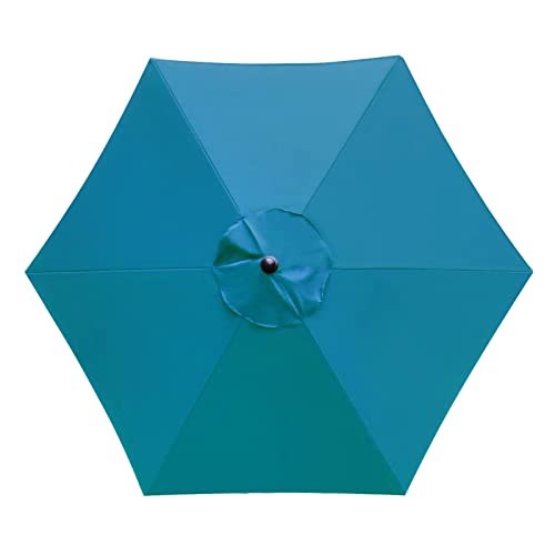 Sunnyglade 7.5Ft 6 Ribs Umbrella Canopy Replacement Patio Top Cover For Market Umbrella (Teal Blue)