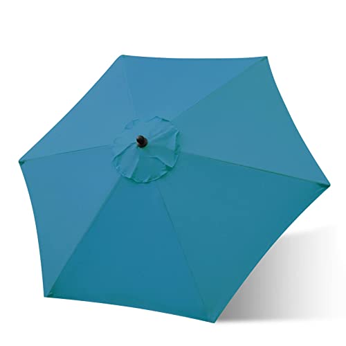 Sunnyglade 7.5Ft 6 Ribs Umbrella Canopy Replacement Patio Top Cover For Market Umbrella (Teal Blue)