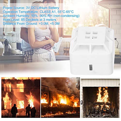 QUZHI Heat Alarm Fixed Temperature Heat Detector 5 Year Battery Powered 85dB Alarm Sound for Home Kitchen Garage White