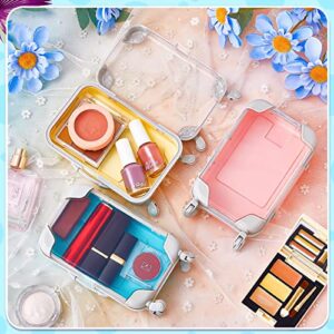 12 Pack Mini Suitcase Favor Box False Eyelashes Packaging Box Plastic Rolling Empty Lash Boxes Trolley Tiny Suitcase Miniature Candy Box for Travel Theme Parties and Celebrations, 9 Colors