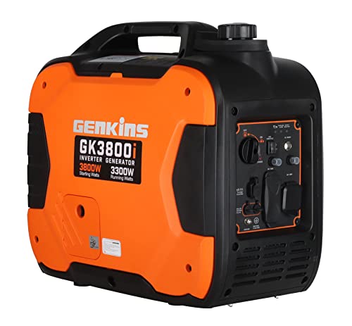 GENKINS 3800 Watt Portable Inverter Generator Ultra Quiet RV Ready Emergency Home Back up Recreation etc Gas Powered EPA Compliant Ship to Puerto Rico