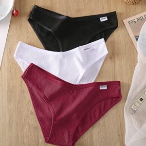 FINETOO 10 Pack Womens Underwear Cotton Cute Low Rise Bikini Rib Cheeky Panties Sexy V-shaped waistband Hipster S-XL