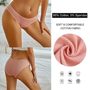 FINETOO 10 Pack Womens Underwear Cotton Cute Low Rise Bikini Rib Cheeky Panties Sexy V-shaped waistband Hipster S-XL