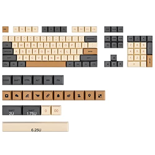 WHYSP XDA Profile PBT Keycaps 60 Percent, 125 Keys Custom Gaming Keycaps Compatiable for Cherry MX Switch Mechanical Keyboard