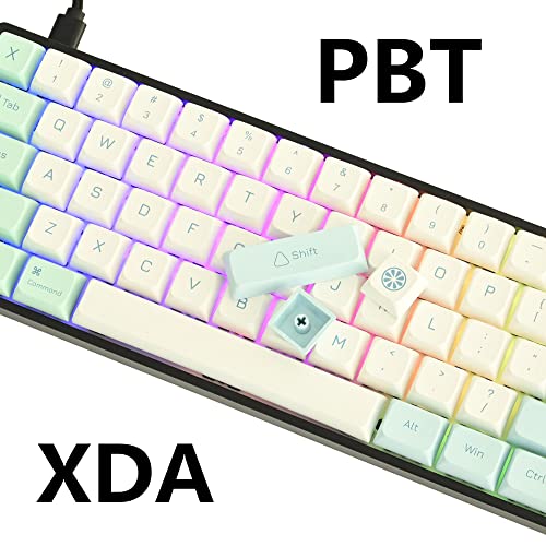 WHYSP XDA Profile PBT Keycaps 60 Percent, 137 Keys Custom Gaming Keycaps Dye Sublimation for ANSI US & ISO UK Layouts Cherry Gateron MX Switches Mechanical Keyboard (Mint)