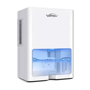 vansu high-efficiency 136oz dehumidifier for home, 4000ml water tank capacity, 5300 cubic feet ft portable quiet small dehumidifier with auto-off for basements, large & medium sized rooms, and bathrooms (white)