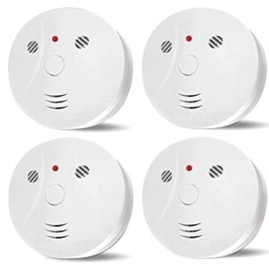 4 pack combination smoke and carbon monoxide detector battery operated, travel portable photoelectric fire&co alarm for home, kitchen