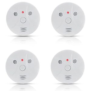 4 Pack Combination Smoke and Carbon Monoxide Detector Battery Operated, Travel Portable Photoelectric Fire&Co Alarm for Home, Kitchen