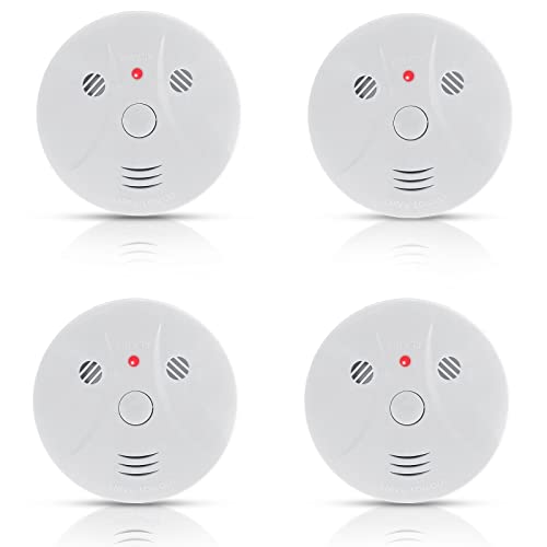 4 Pack Combination Smoke and Carbon Monoxide Detector Battery Operated, Travel Portable Photoelectric Fire&Co Alarm for Home, Kitchen