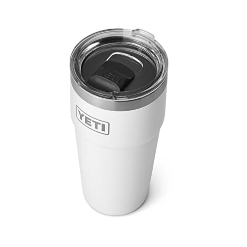 YETI Rambler 16 oz Stackable Pint, Vacuum Insulated, Stainless Steel with MagSlider Lid, White