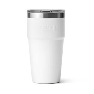 YETI Rambler 16 oz Stackable Pint, Vacuum Insulated, Stainless Steel with MagSlider Lid, White