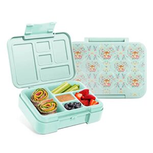 simple modern bento lunch box for kids | bpa free, leakproof, dishwasher safe | lunch container for girls, toddlers | porter collection | 5 compartments | fox and the flower