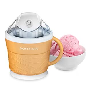 Nostalgia Electric Ice Cream Maker - Old Fashioned Soft Serve Ice Cream Machine Makes Frozen Yogurt or Gelato in Minutes - Fun Kitchen Appliance - Modern Style - Tan - 1.5 Quart