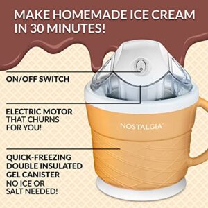 Nostalgia Electric Ice Cream Maker - Old Fashioned Soft Serve Ice Cream Machine Makes Frozen Yogurt or Gelato in Minutes - Fun Kitchen Appliance - Modern Style - Tan - 1.5 Quart