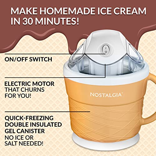 Nostalgia Electric Ice Cream Maker - Old Fashioned Soft Serve Ice Cream Machine Makes Frozen Yogurt or Gelato in Minutes - Fun Kitchen Appliance - Modern Style - Tan - 1.5 Quart