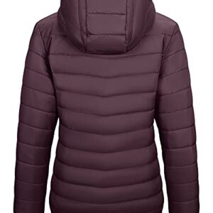 Outdoor Ventures Women's Packable Lightweight Full-Zip Puffer Jacket with Hood Quilted Winter Coat