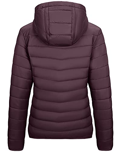 Outdoor Ventures Women's Packable Lightweight Full-Zip Puffer Jacket with Hood Quilted Winter Coat