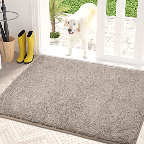 PURRUGS Dirt Trapper Door Mat 34" x 59", Non-Slip Machine Washable Entrance Rug, Shoes Scraper, Dog Door Mat, Super Absorbent Welcome Mat for Front Door, Back Door, Entry, Muddy Wet Shoes and Paws