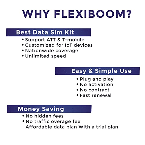 FLEXIBOOM Data SIM Card - USA ATT & T-Mobile for Unlocked IoT Devices, No Voice & SMS(Universal, Triple Cut 3-in-1)