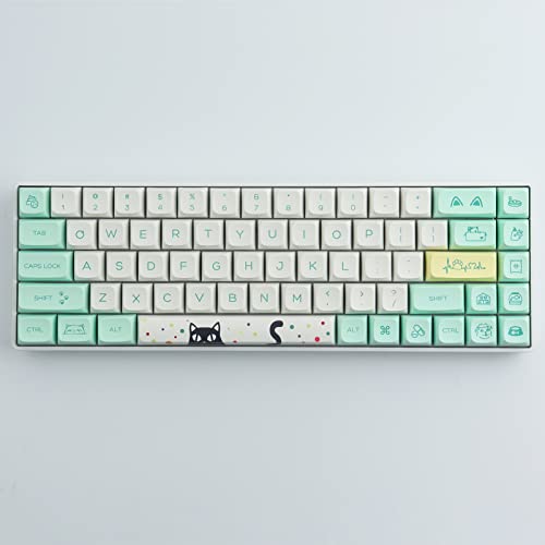 Hyekit PBT Keycaps 130 Keys Cat Keycaps Dye-Sublimation Cute Keycaps XDA Profile Custom Keycaps for Cherry Gateron MX Switches Mechanical Keyboards