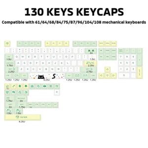 Hyekit PBT Keycaps 130 Keys Cat Keycaps Dye-Sublimation Cute Keycaps XDA Profile Custom Keycaps for Cherry Gateron MX Switches Mechanical Keyboards