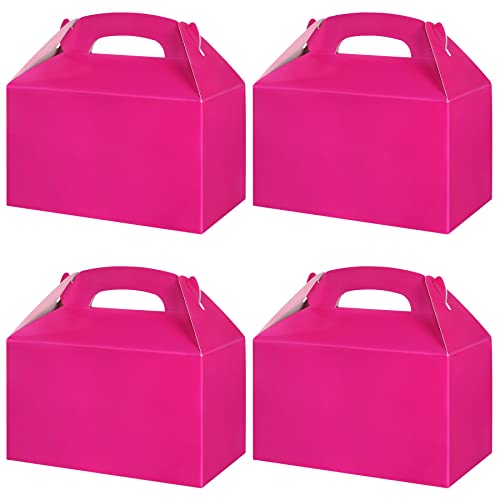 Hot Pink Party Treat Boxes 24 Pcs Bright Pink Candy Cookies Gift Box DIY Party Favor Bags Snack Goody Cardboard Gable Boxes Prefect for Kids Birthday Party Gift Giving Baby Shower Wedding Valentine Decorations