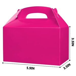Hot Pink Party Treat Boxes 24 Pcs Bright Pink Candy Cookies Gift Box DIY Party Favor Bags Snack Goody Cardboard Gable Boxes Prefect for Kids Birthday Party Gift Giving Baby Shower Wedding Valentine Decorations