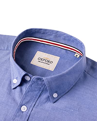 Alimens & Gentle Men's Solid Oxford Shirt Button Down Collar Long Sleeve Shirts with Pocket