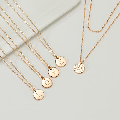 Vjoypro Gold Layered Initial Necklaces for Women, 14K Gold Plated Choker Necklace for Women Coin Pendant Initial A Letter Necklace Dainty Layering Initial Necklaces Jewelry for Women Teen Girls