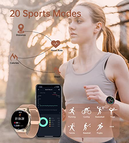 Iaret Smart Watch for Women, Dial Answer Calls Smartwatch for Android iOS Phones Waterproof Activity Fitness Tracker with 1.32" Full Touch Screen 20 Sports Modes Pedometer Heart Rate Sleep Monitor