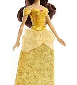 Disney Princess Belle Fashion Doll, Sparkling Look with Brown Hair, Brown Eyes & Tiara Accessory