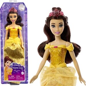 Disney Princess Belle Fashion Doll, Sparkling Look with Brown Hair, Brown Eyes & Tiara Accessory