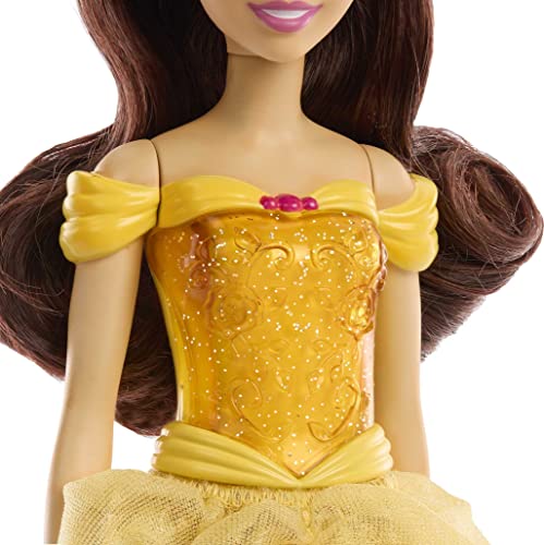 Disney Princess Belle Fashion Doll, Sparkling Look with Brown Hair, Brown Eyes & Tiara Accessory