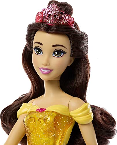 Disney Princess Belle Fashion Doll, Sparkling Look with Brown Hair, Brown Eyes & Tiara Accessory