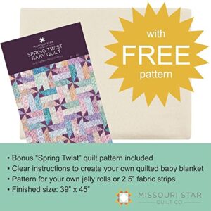 MISSOURI STAR QUILT CO. Crib Quilt Batting 45''x60'' | 80/60 Warm Cotton Poly Filling with Quilt Pattern Included | Medium Weight Batting Roll for Baby Blankets & Quilting Supplies, (NOT5389)