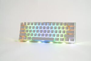smart duck xs-61k 60% tkl wired pudding keycaps mechanical gaming keyboard,rgb led backlit n-key rollover,hot swappable, red switch （transparent white）
