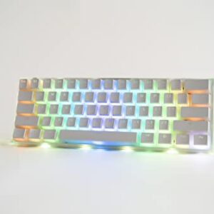 Smart Duck XS-61K 60% TKL Wired Pudding Keycaps Mechanical Gaming Keyboard,RGB LED Backlit N-Key Rollover,Hot Swappable, Red Switch （Transparent White）