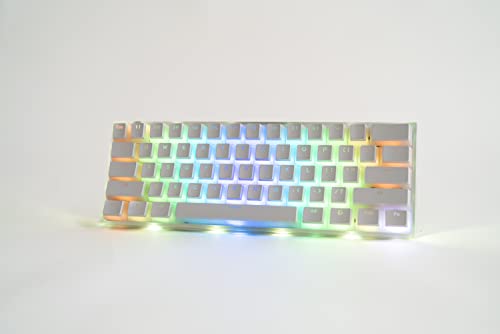 Smart Duck XS-61K 60% TKL Wired Pudding Keycaps Mechanical Gaming Keyboard,RGB LED Backlit N-Key Rollover,Hot Swappable, Red Switch （Transparent White）