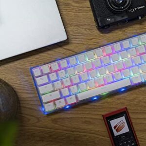 Smart Duck XS-61K 60% TKL Wired Pudding Keycaps Mechanical Gaming Keyboard,RGB LED Backlit N-Key Rollover,Hot Swappable, Red Switch （Transparent White）