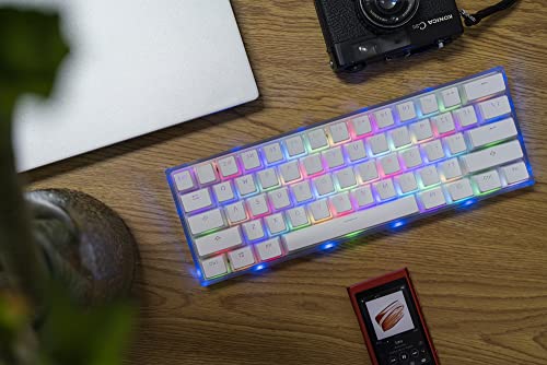 Smart Duck XS-61K 60% TKL Wired Pudding Keycaps Mechanical Gaming Keyboard,RGB LED Backlit N-Key Rollover,Hot Swappable, Red Switch （Transparent White）