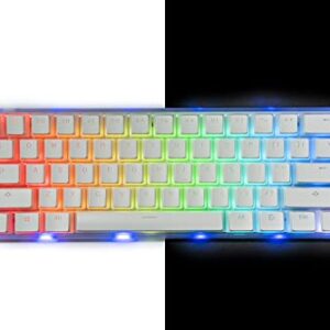 Smart Duck XS-61K 60% TKL Wired Pudding Keycaps Mechanical Gaming Keyboard,RGB LED Backlit N-Key Rollover,Hot Swappable, Red Switch （Transparent White）