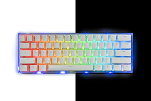 Smart Duck XS-61K 60% TKL Wired Pudding Keycaps Mechanical Gaming Keyboard,RGB LED Backlit N-Key Rollover,Hot Swappable, Red Switch （Transparent White）