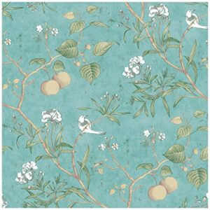 floral peel and stick wallpaper contact paper: vintage removable, bird stick on wallpaper 17.7 x 118.1 inch self adhesive green